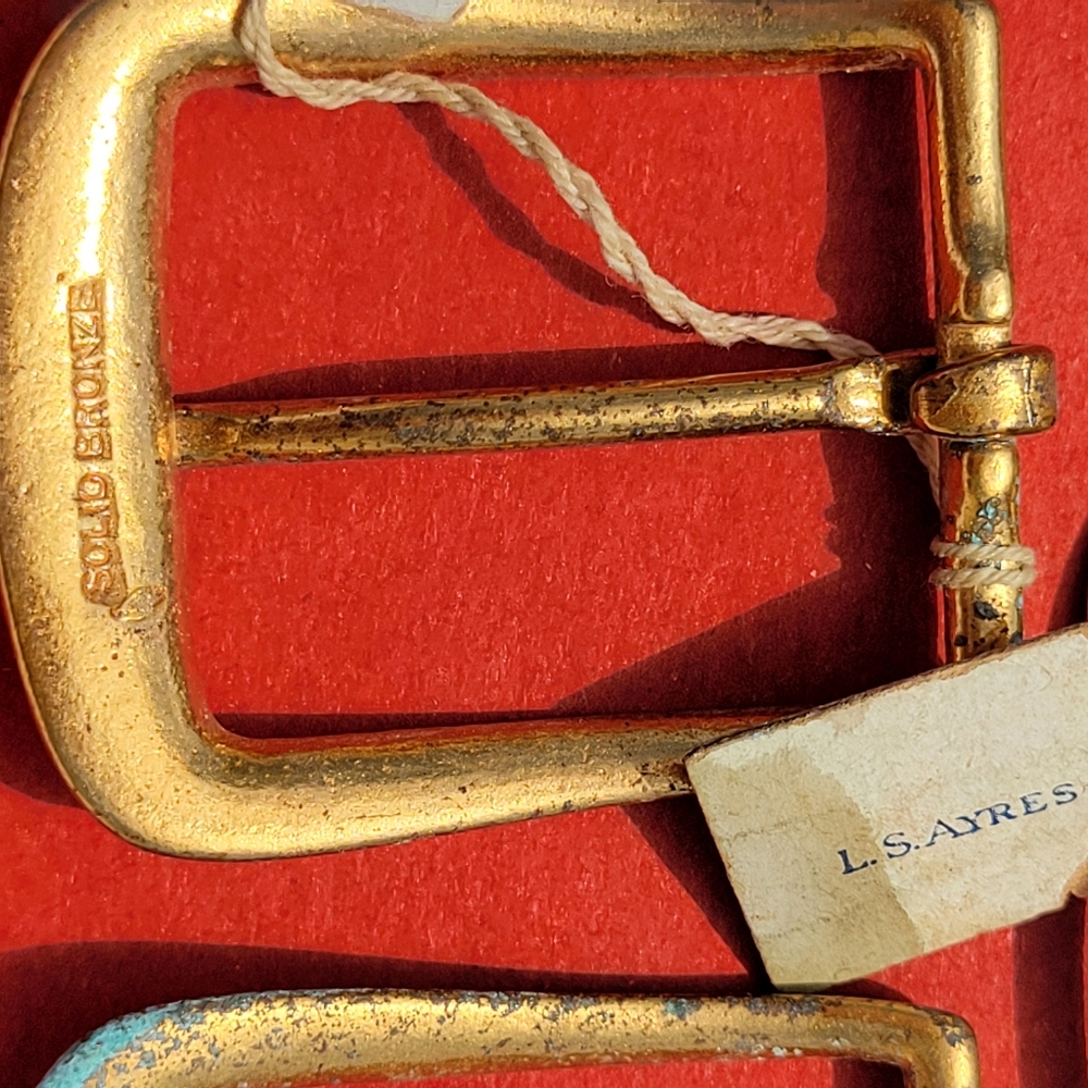Bronze Buckle Trio ~ L.S. Ayres & Co. Vintage Antique? ~ Original Tag ~ *NOTE - Picture 6 of 16